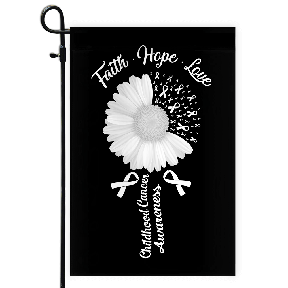 Faith Hope Love Lung Cancer Awareness Flag Daisy Flower White Ribbon | siriusteestore