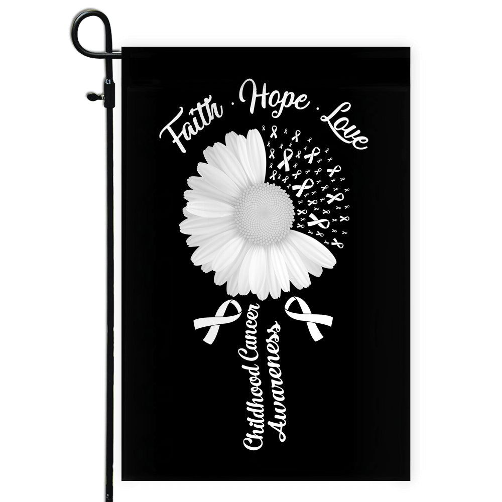 Faith Hope Love Lung Cancer Awareness Flag Daisy Flower White Ribbon | siriusteestore