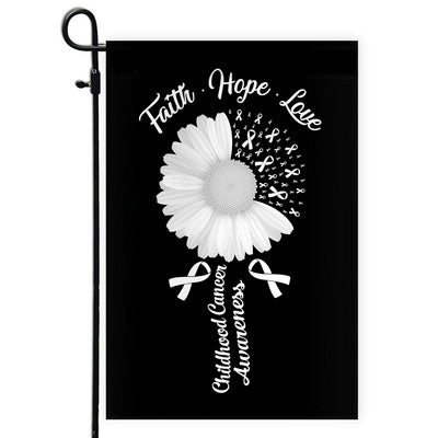 Faith Hope Love Lung Cancer Awareness Flag Daisy Flower White Ribbon | siriusteestore