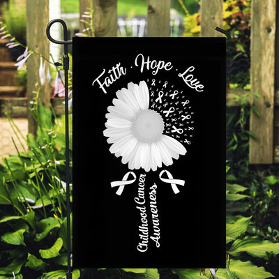 Faith Hope Love Lung Cancer Awareness Flag Daisy Flower White Ribbon | siriusteestore