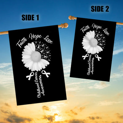 Faith Hope Love Lung Cancer Awareness Flag Daisy Flower White Ribbon | siriusteestore
