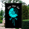 Faith Hope Love PCOS Awareness Flag Daisy Flower Teal Ribbon | siriusteestore