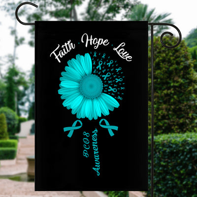 Faith Hope Love PCOS Awareness Flag Daisy Flower Teal Ribbon | siriusteestore