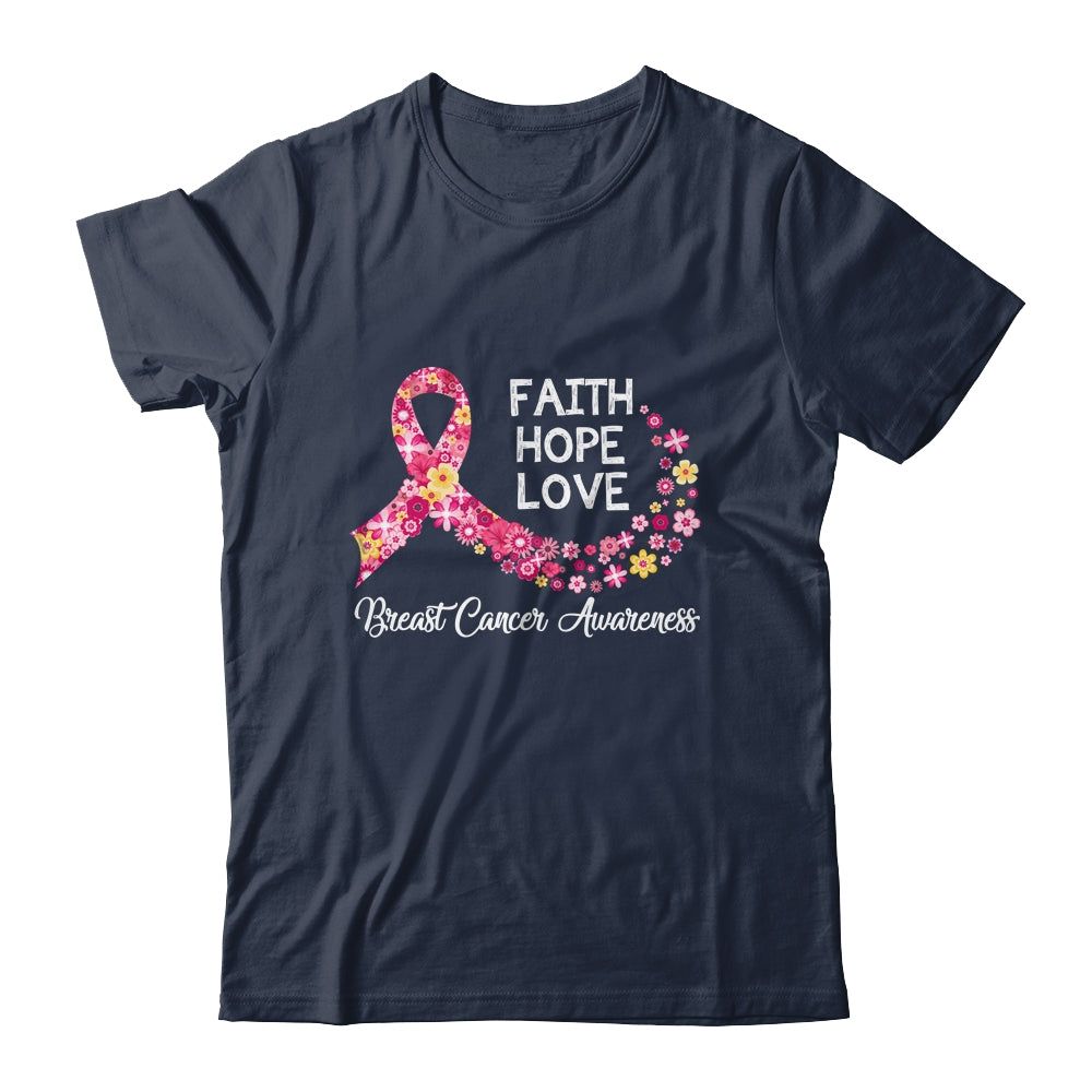 Faith Hope Love Pink Ribbon Flower Breast Cancer Awareness Shirt & Hoodie | siriusteestore