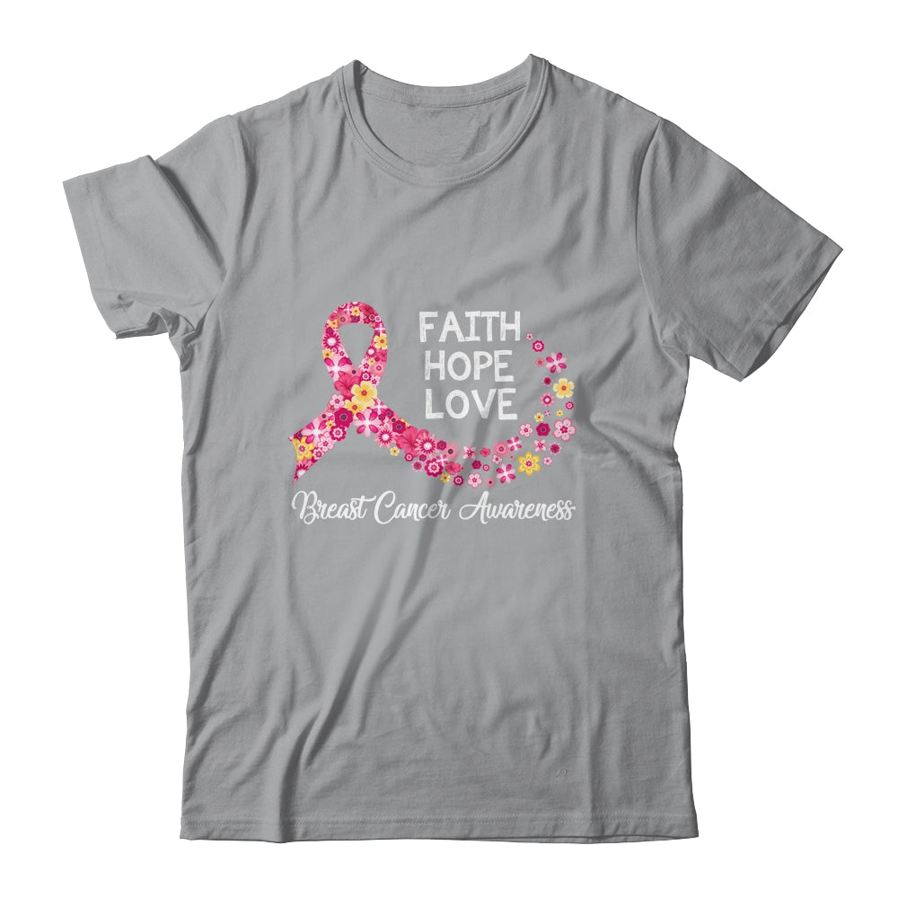 Faith Hope Love Pink Ribbon Flower Breast Cancer Awareness Shirt & Hoodie | siriusteestore