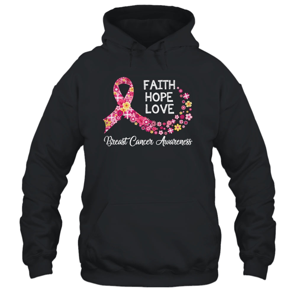 Faith Hope Love Pink Ribbon Flower Breast Cancer Awareness Shirt & Hoodie | siriusteestore