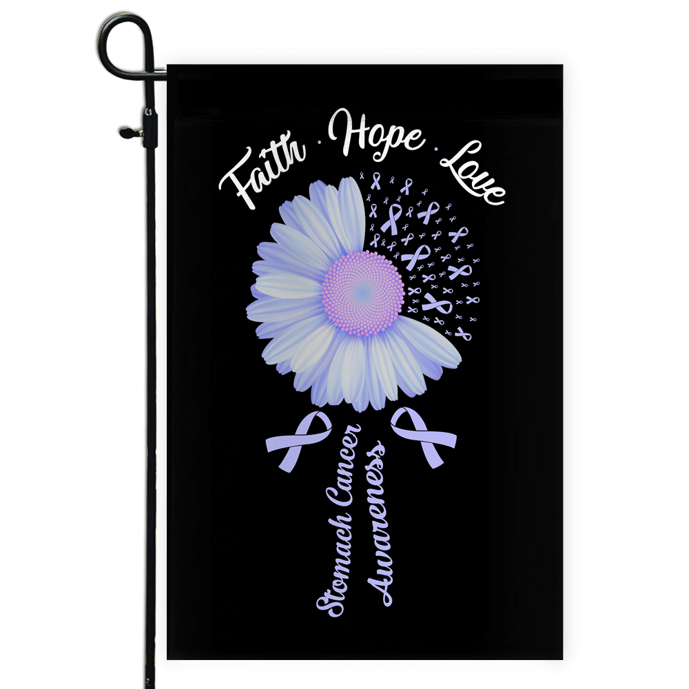 Faith Hope Love Stomach Cancer Awareness Flag Daisy Flower Periwinkle Ribbon | siriusteestore