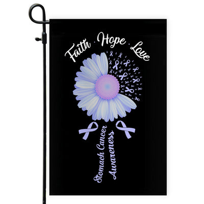 Faith Hope Love Stomach Cancer Awareness Flag Daisy Flower Periwinkle Ribbon | siriusteestore