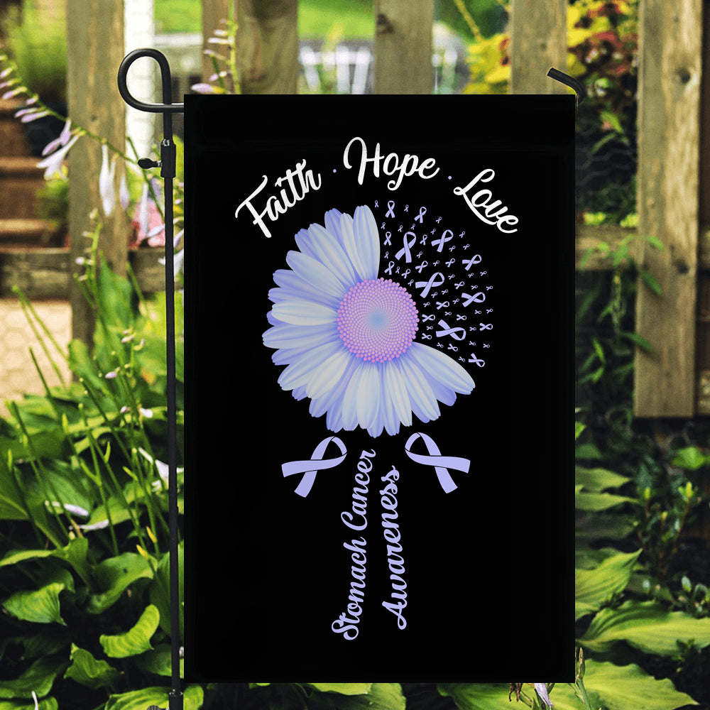 Faith Hope Love Stomach Cancer Awareness Flag Daisy Flower Periwinkle Ribbon | siriusteestore
