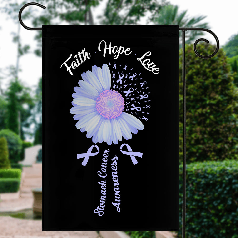 Faith Hope Love Stomach Cancer Awareness Flag Daisy Flower Periwinkle Ribbon | siriusteestore