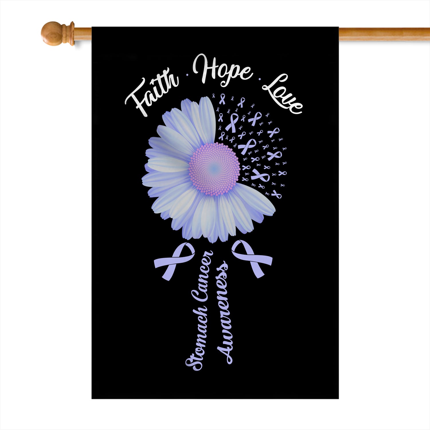 Faith Hope Love Stomach Cancer Awareness Flag Daisy Flower Periwinkle Ribbon | siriusteestore