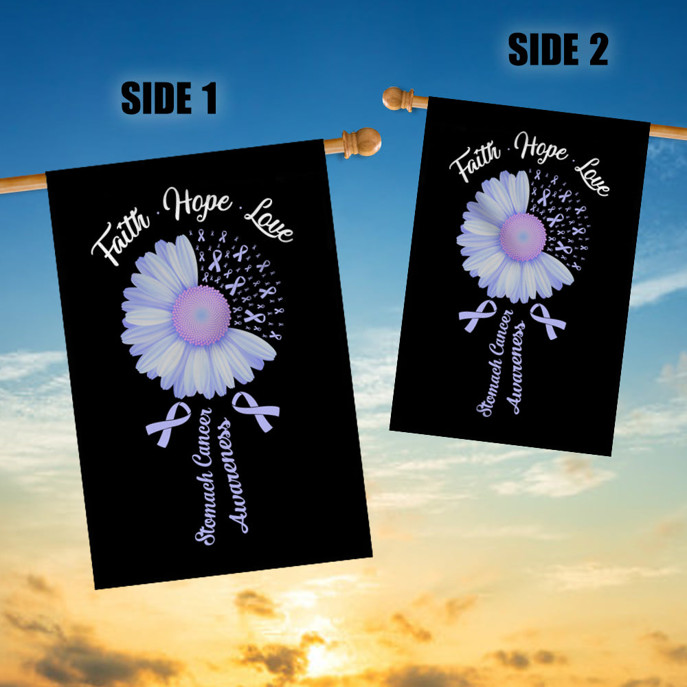 Faith Hope Love Stomach Cancer Awareness Flag Daisy Flower Periwinkle Ribbon | siriusteestore