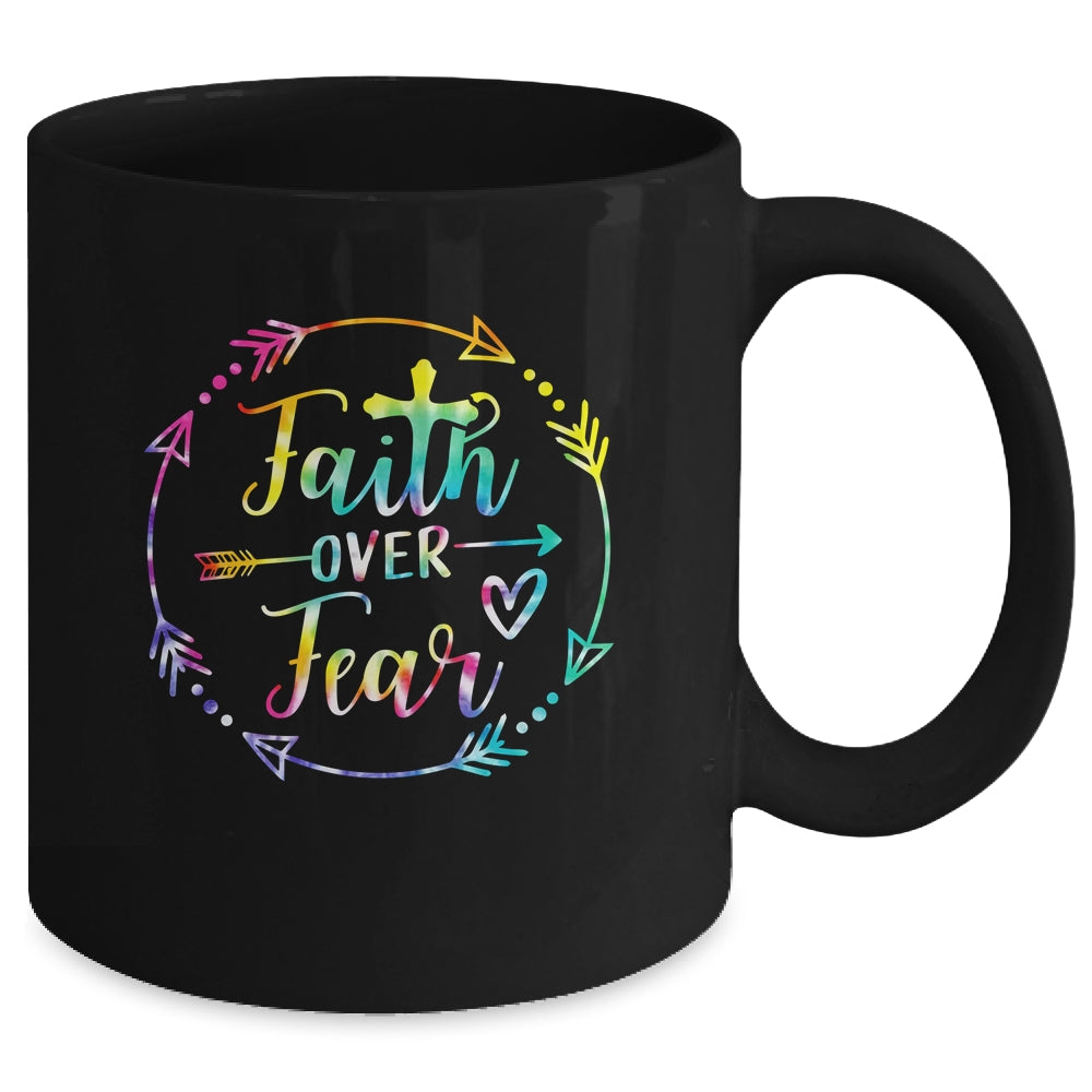 Faith Over Fear Arrow Cute Lettering Inspirational Christian Mug | siriusteestore