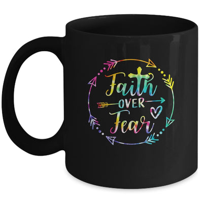 Faith Over Fear Arrow Cute Lettering Inspirational Christian Mug | siriusteestore