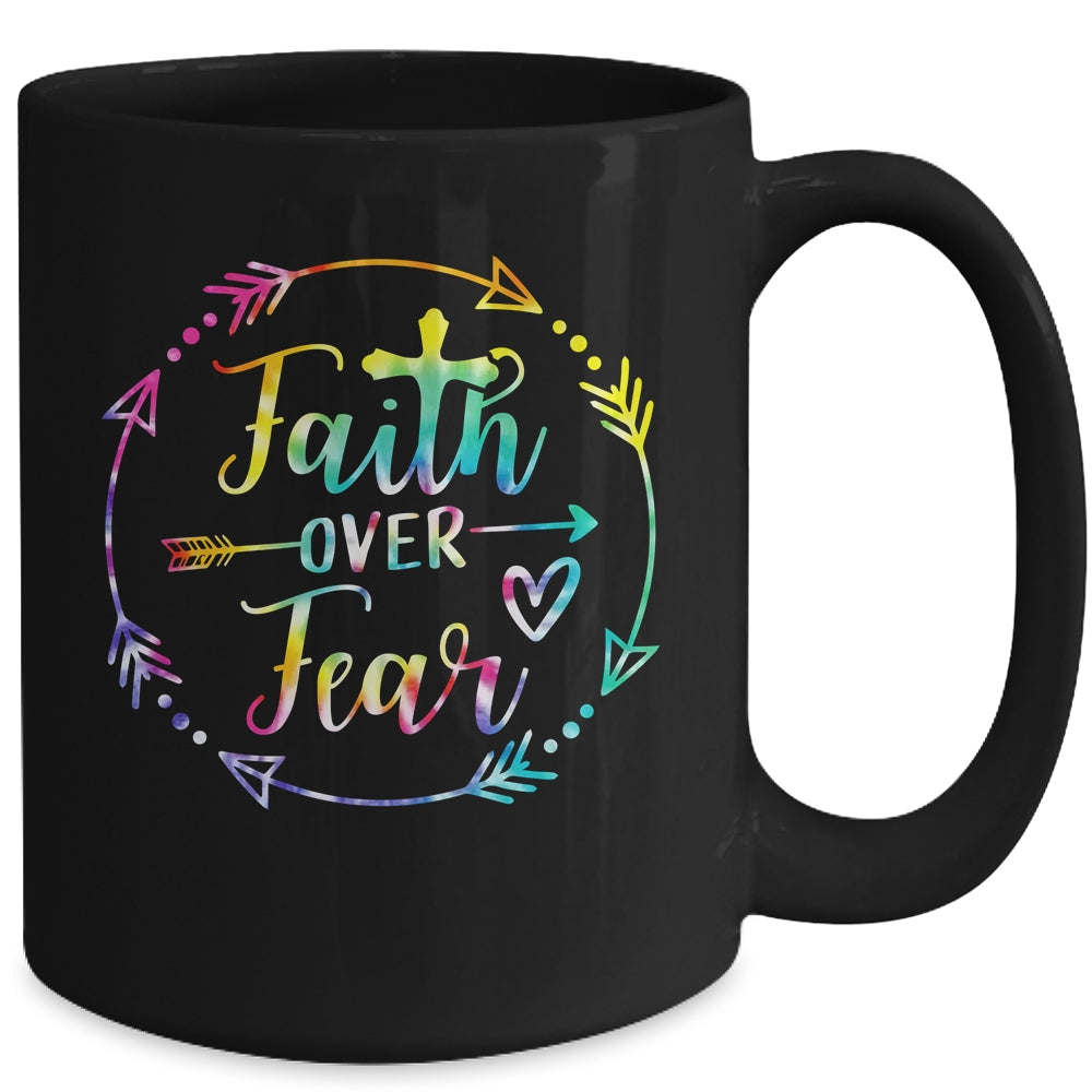 Faith Over Fear Arrow Cute Lettering Inspirational Christian Mug | siriusteestore