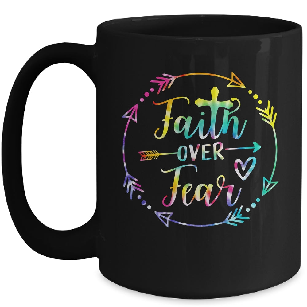 Faith Over Fear Arrow Cute Lettering Inspirational Christian Mug | siriusteestore