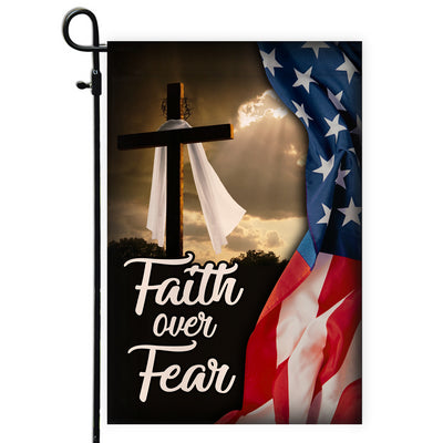 Faith Over Fear Jesus Christian Cross American Flag | siriusteestore