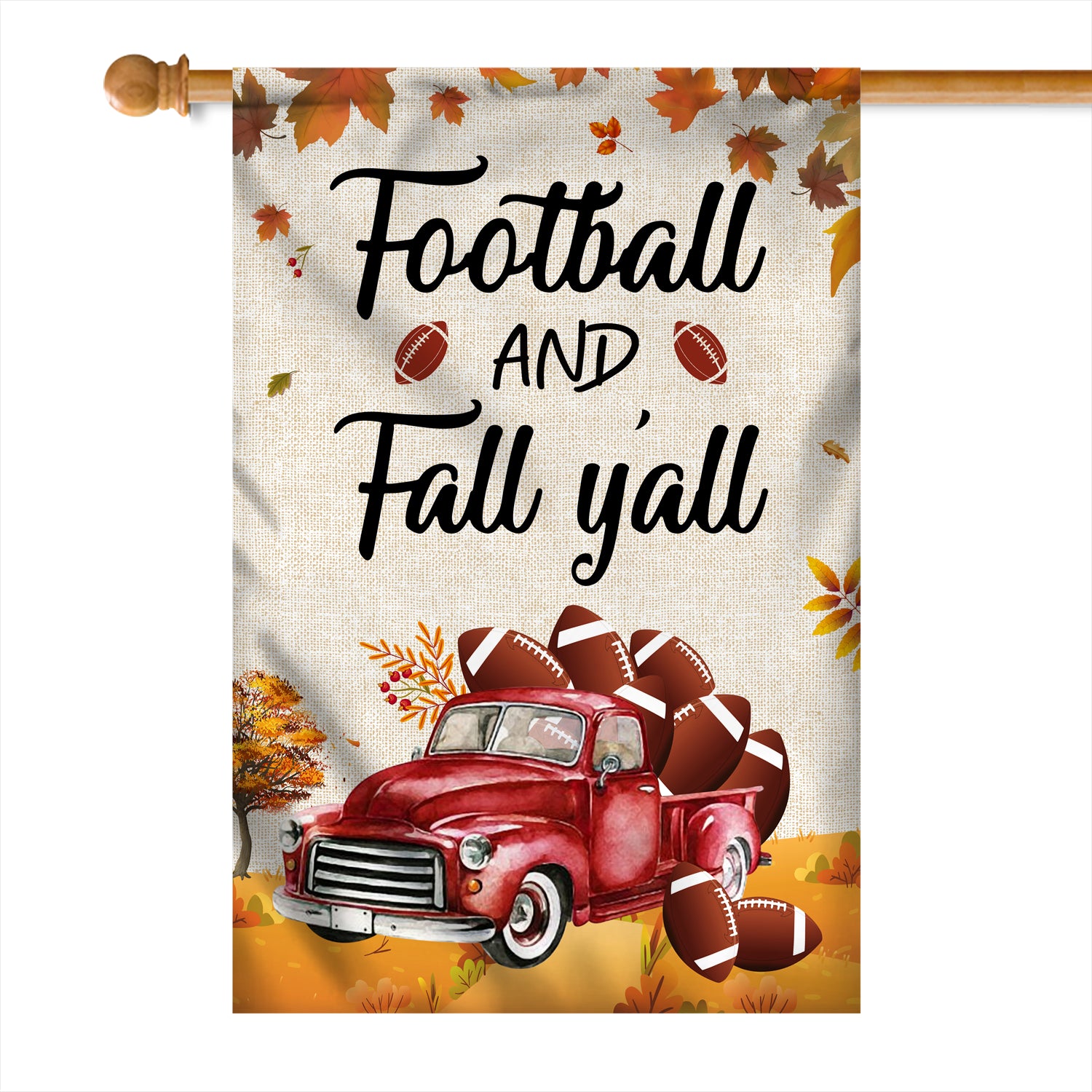 Fall Car Pumpkin Flag Football Flag Autumn Leaves | siriusteestore