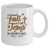 Fall For Jesus He Never Leaves Leopard Partten Mug | siriusteestore