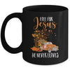 Fall For Jesus He Never Leaves Pumpkin Truck Thanksgiving Mug | siriusteestore