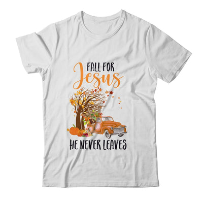 Fall For Jesus He Never Leaves Thanksgiving Pumpkin Truck Shirt & Hoodie | siriusteestore