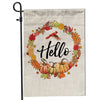 Fall Pumpkin Thanksgiving Day Hello Welcome Flag Wreath | siriusteestore