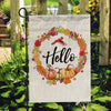 Fall Pumpkin Thanksgiving Day Hello Welcome Flag Wreath | siriusteestore