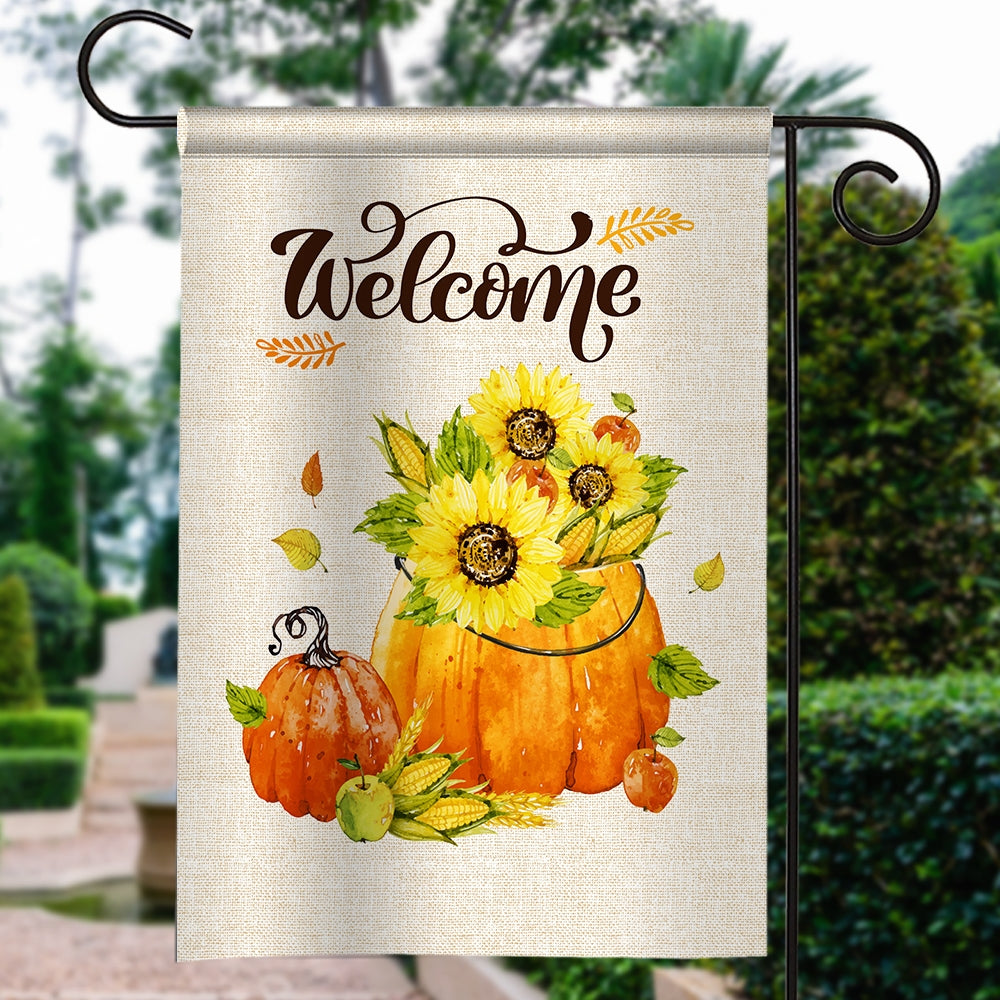 Fall Welcome Pumpkin Rustic Farmhouse Yard Seasonal Holiday | siriusteestore