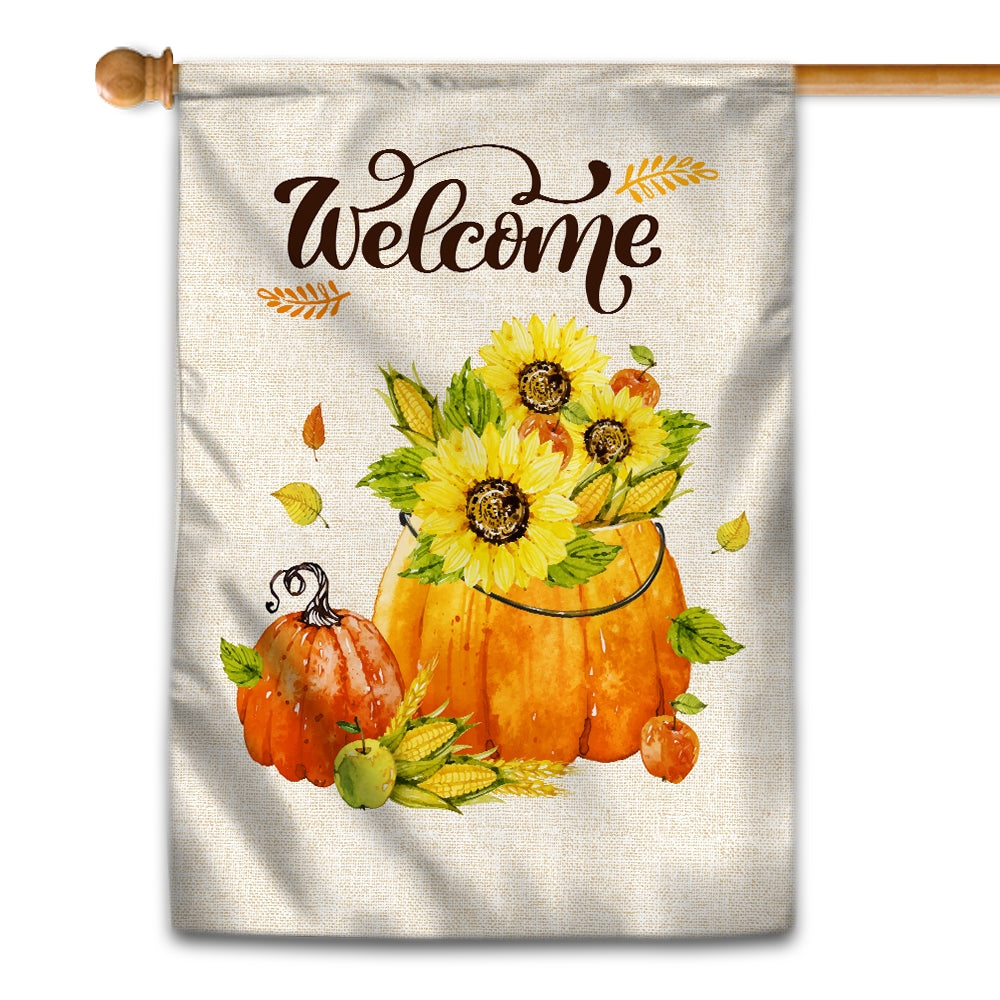 Fall Welcome Pumpkin Rustic Farmhouse Yard Seasonal Holiday | siriusteestore