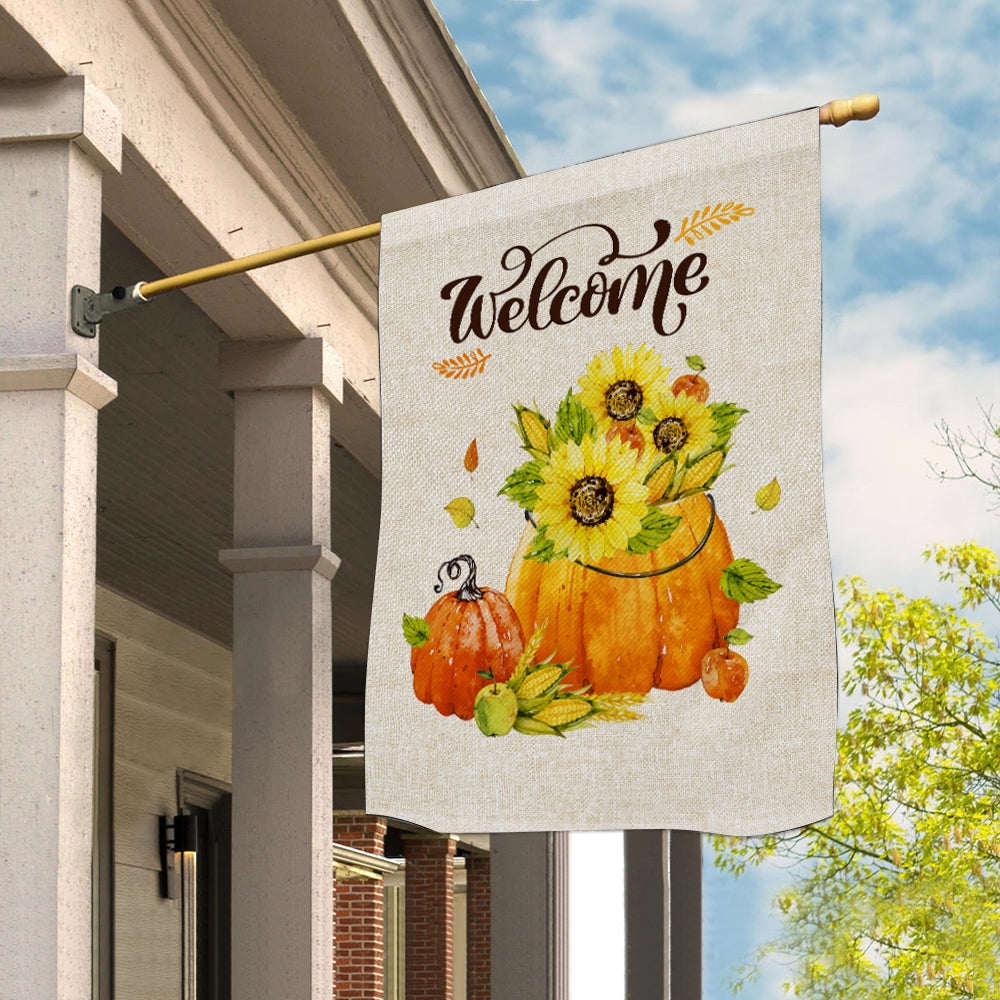 Fall Welcome Pumpkin Rustic Farmhouse Yard Seasonal Holiday | siriusteestore