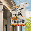 Fall Welcome To Our Patch Flag Buffalo Plaid Truck Pumpkin Maple Leaf Used for Farmhouse Lawn Porch Patio Home | siriusteestore