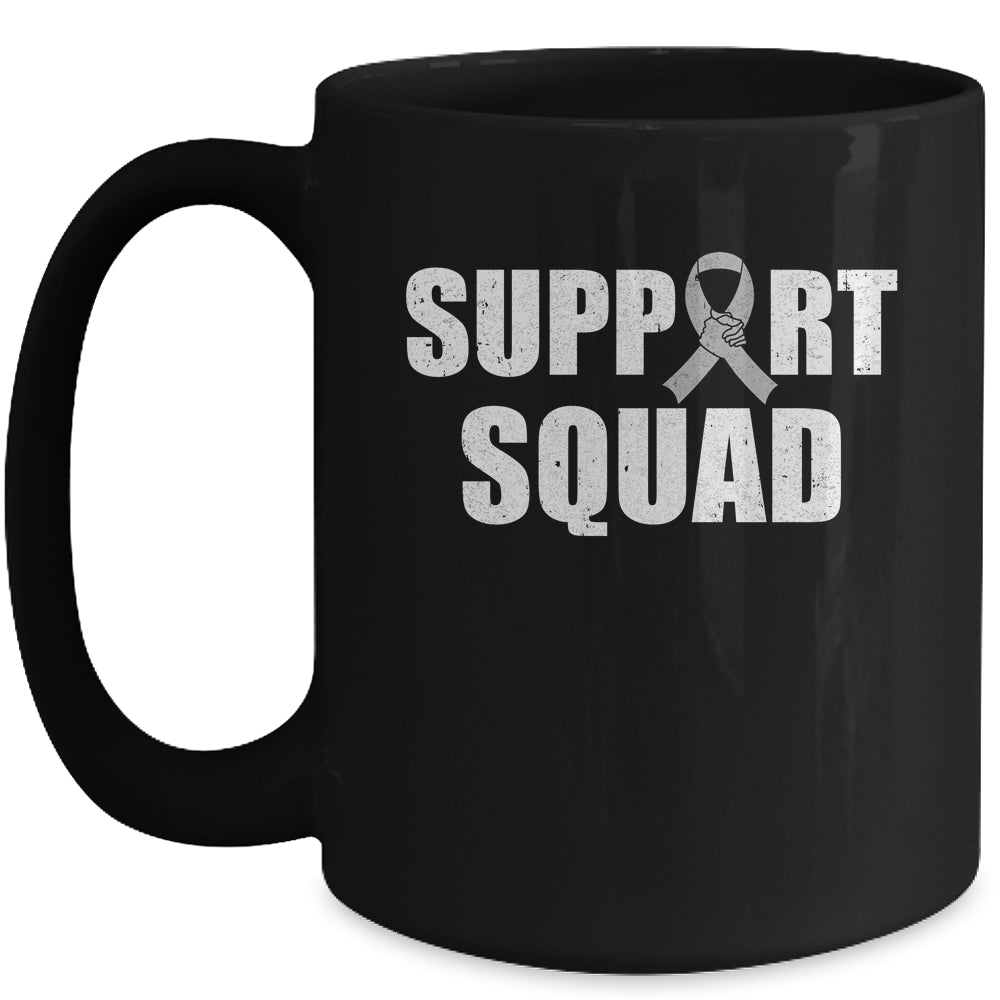 Family Brain Cancer Awareness Grey Ribbon Support Squad Mug | siriusteestore