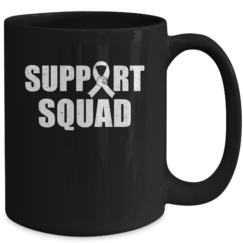 Family Lung Cancer Awareness White Ribbon Support Squad Mug | siriusteestore