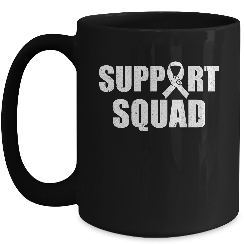 Family Lung Cancer Awareness White Ribbon Support Squad Mug | siriusteestore