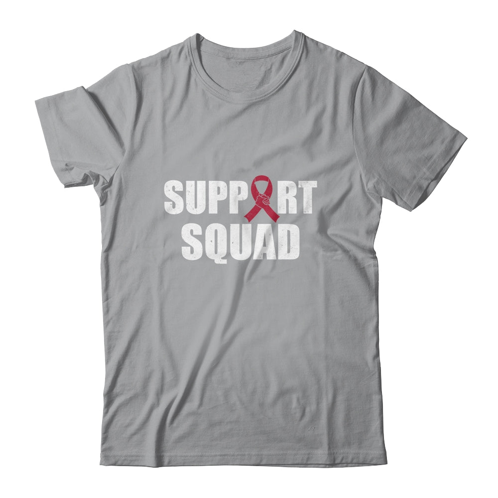 Family Multiple Myeloma Awareness Burgundy Ribbon Support Squad Shirt & Hoodie | siriusteestore