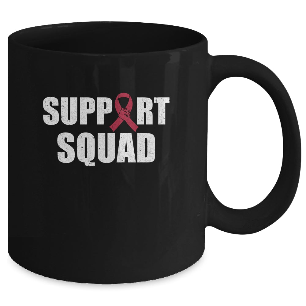 Family Multiple Myeloma Awareness Burgundy Ribbon Support Squad Mug | siriusteestore