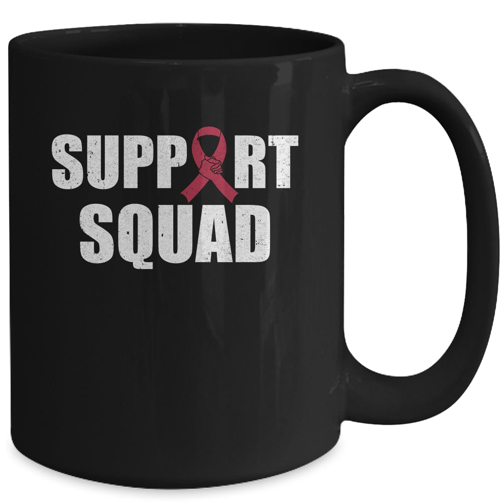 Family Multiple Myeloma Awareness Burgundy Ribbon Support Squad Mug | siriusteestore