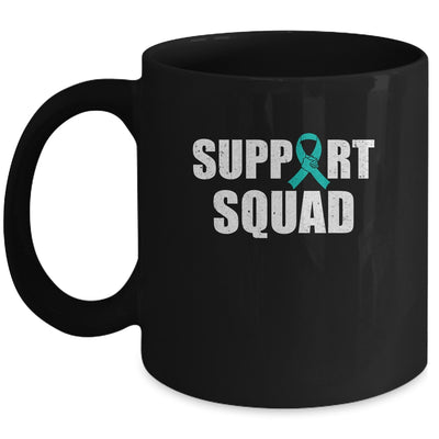 Family Ovarian Cancer Awareness Teal Ribbon Support Squad Mug | siriusteestore