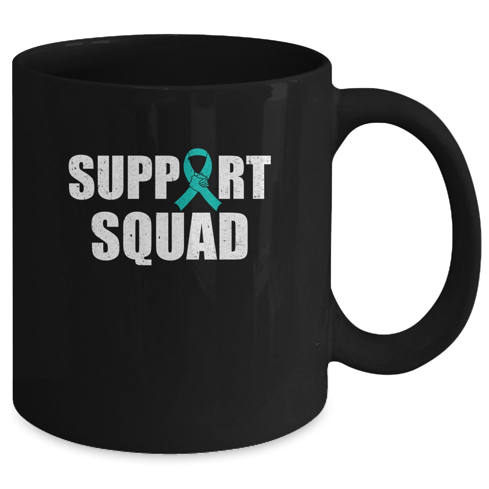 Family Ovarian Cancer Awareness Teal Ribbon Support Squad Mug | siriusteestore