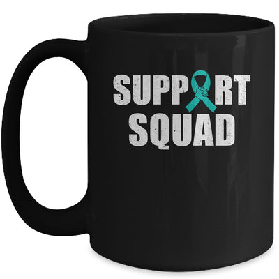 Family Ovarian Cancer Awareness Teal Ribbon Support Squad Mug | siriusteestore