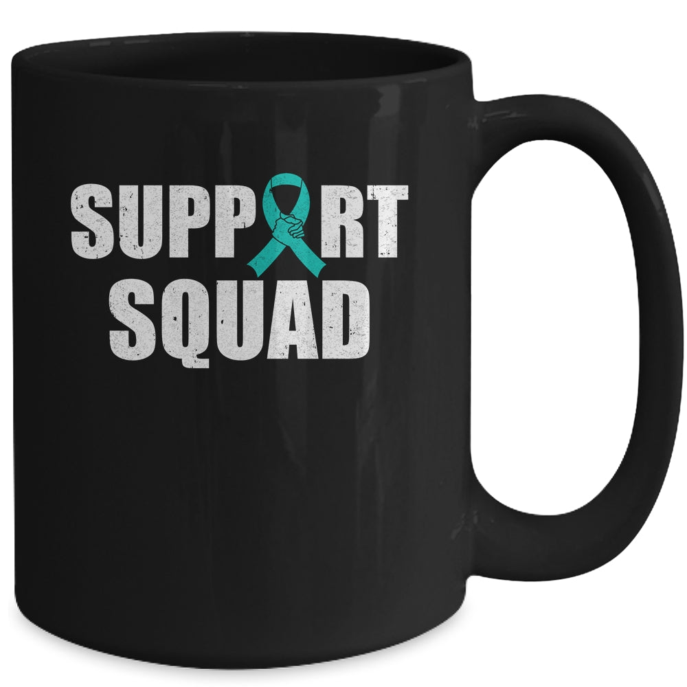 Family Ovarian Cancer Awareness Teal Ribbon Support Squad Mug | siriusteestore