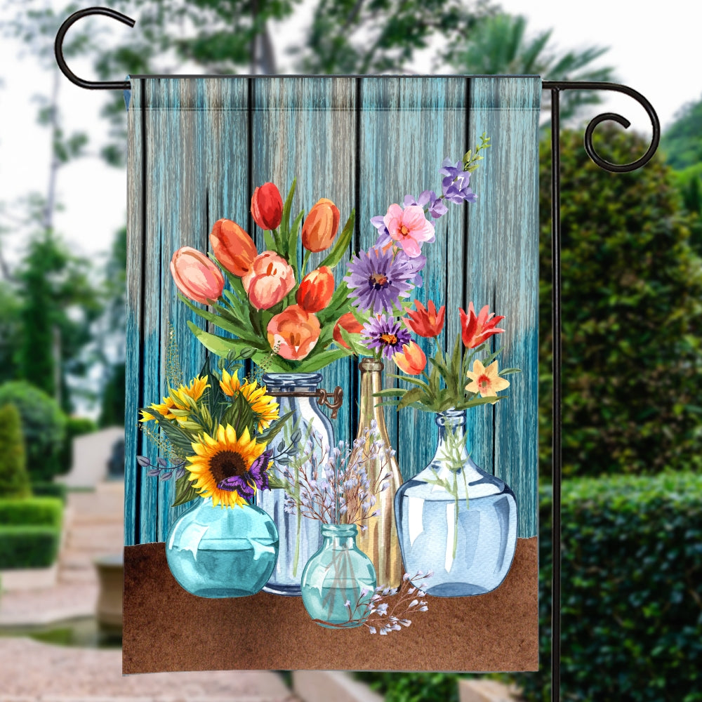 Farm Fresh Flowers Flag Spring Summer Home Wood | siriusteestore