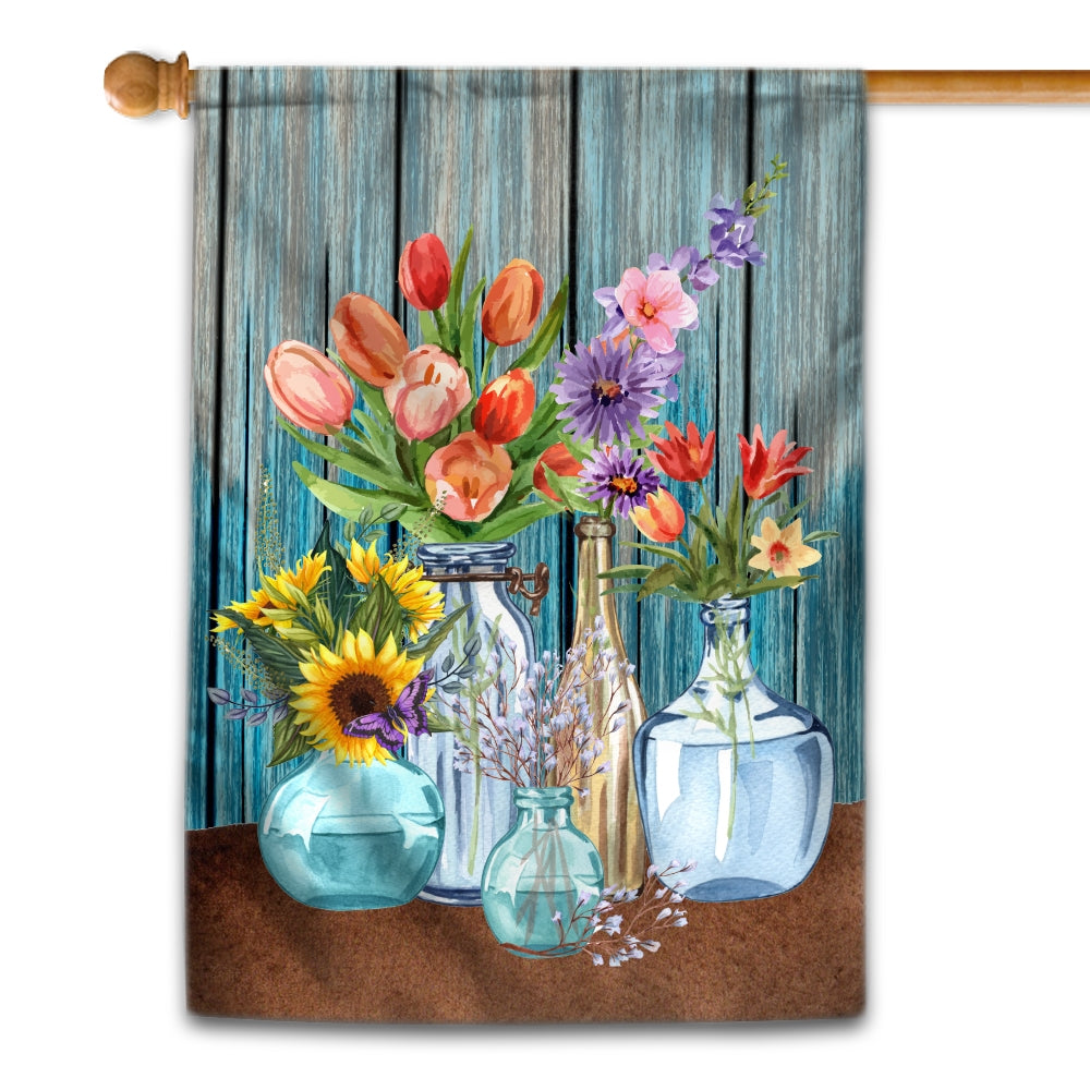 Farm Fresh Flowers Flag Spring Summer Home Wood | siriusteestore