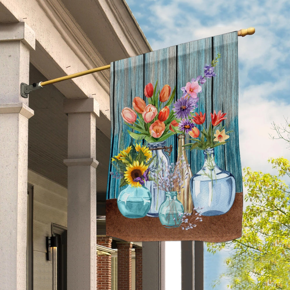 Farm Fresh Flowers Flag Spring Summer Home Wood | siriusteestore