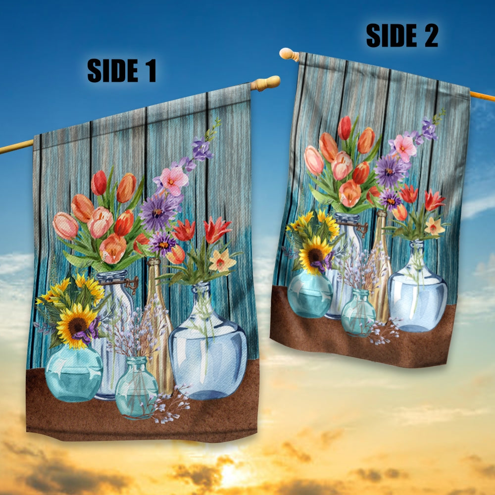Farm Fresh Flowers Flag Spring Summer Home Wood | siriusteestore
