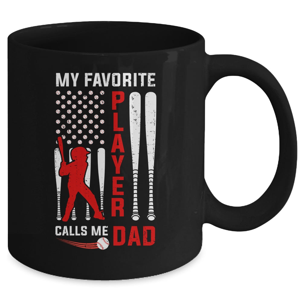 Favorite Tee Ball Player Calls Me Dad USA Flag Father's Day Mug | siriusteestore