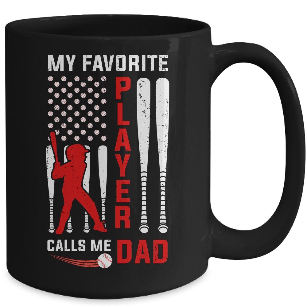 Favorite Tee Ball Player Calls Me Dad USA Flag Father's Day Mug | siriusteestore