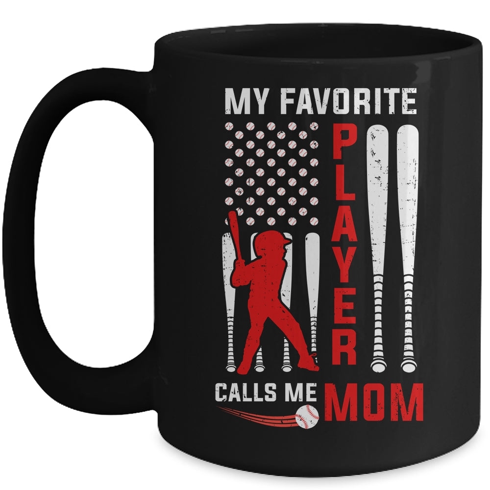 Favorite Tee Ball Player Calls Me Mom USA Flag Mother's Day Mug | siriusteestore