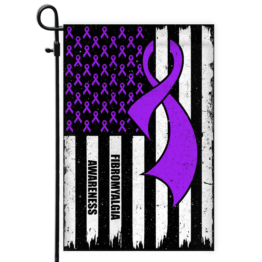 Fibromyalgia Awareness America Flag Purple Ribbon | siriusteestore
