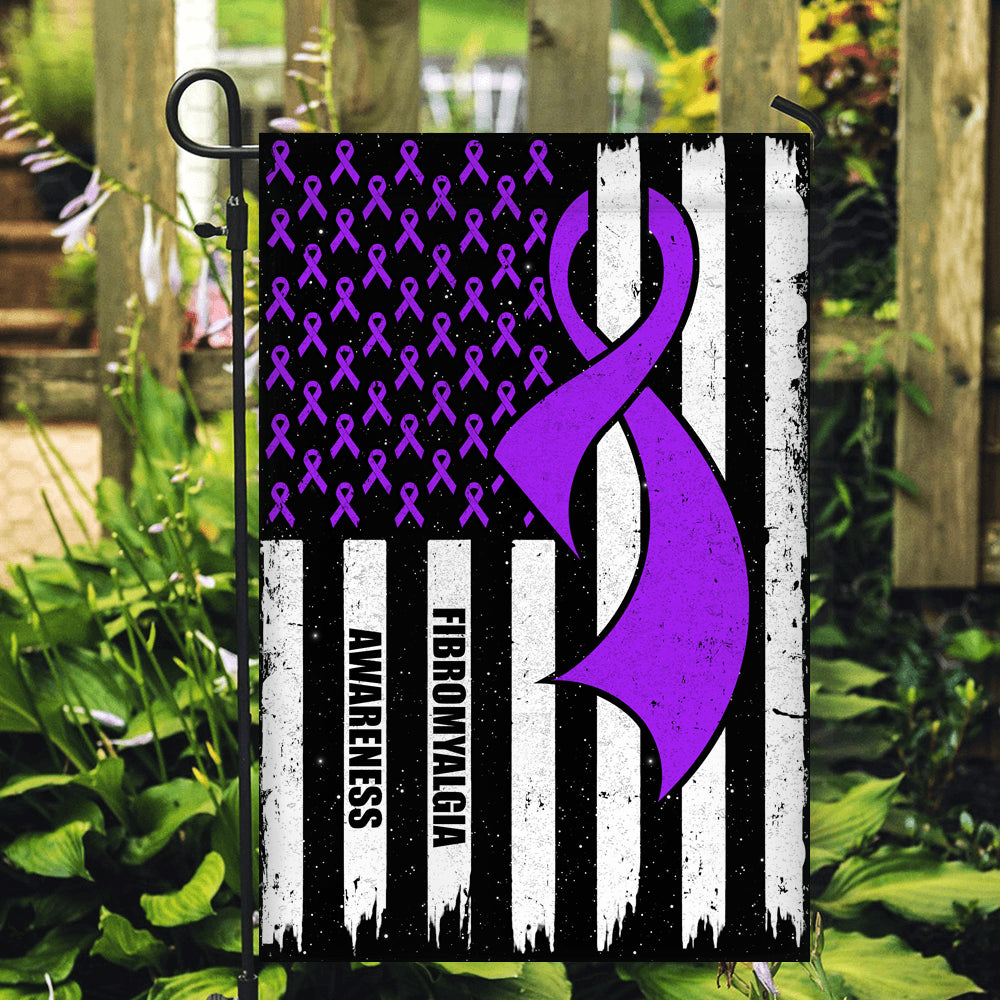 Fibromyalgia Awareness America Flag Purple Ribbon | siriusteestore